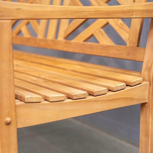 Cambridge Casual Maine 4-Foot Teak Wood Outdoor Garden Bench for Patio Furniture, Weather-Resistant, Comfortable Seating for Porch, Deck, Lawn, Backyard, and Outdoor Spaces