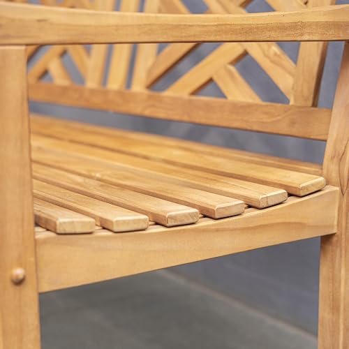Cambridge Casual Maine 4-Foot Teak Wood Outdoor Garden Bench for Patio Furniture, Weather-Resistant, Comfortable Seating for Porch, Deck, Lawn, Backyard, and Outdoor Spaces