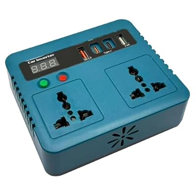 Power Inverter for 21V Battery, Anti Overheating 150W DC to AC Voltage Converter, Portable Tool Battery Plug Adapter Outlet Board with USB Ports for Car Camping