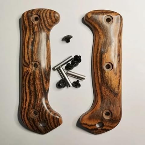 Aibote 1 Pair Natural Bocote Wood Handle Scales Handles Patch DIY Tool Replacement Grips Fit for Ka-Bar Becker BK2 Companion BK9 with 3 Sets of Screws Cover