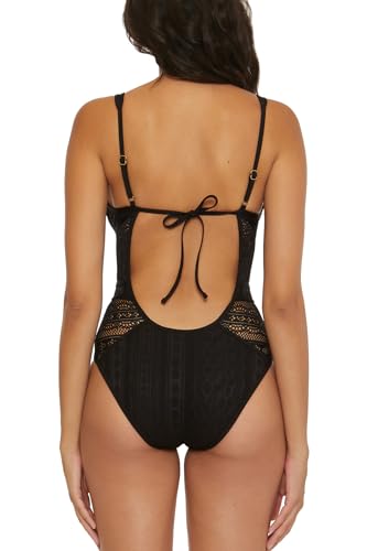 BECCA Color Play One Piece Swimsuit, Plunge Neck, Crochet, Bathing Suits for Women2