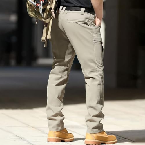 ADHOWBEW Men Cargo Pants Lightweight Baggy Big and Tall Elastic Waist Tactical Work Hiking Relaxed Fit Trousers3