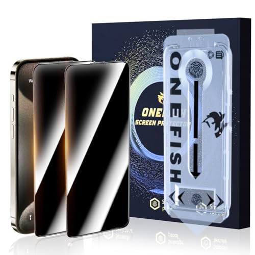 OneFish Privacy Screen Protector for iPhone 16 Plus, Full Edge Coverage 6.7" 16 Plus,Scratch Resistant, Bubble Free, Easy Installation, Auto Dust-Elimination, 2 Pack
