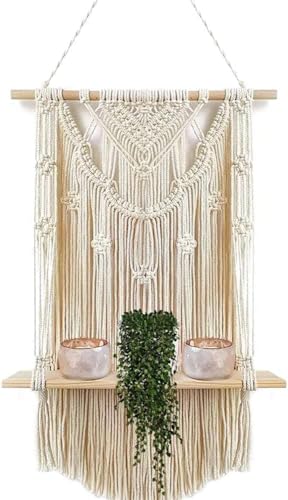 Étagère murale en macramé pour ranger petits objets