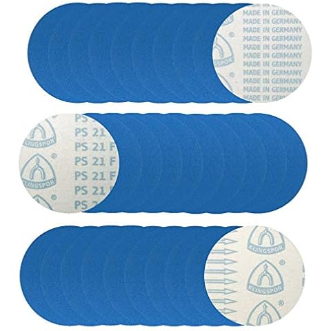 Klingspor PS 21 FK Schleifscheibe | Ø 150 mm | ungelocht (GLS 0) | 30-teiliges Premium-Set | Je 5 Scheiben der Körnung P40, P80, P120, P180, P240, P320 Cover