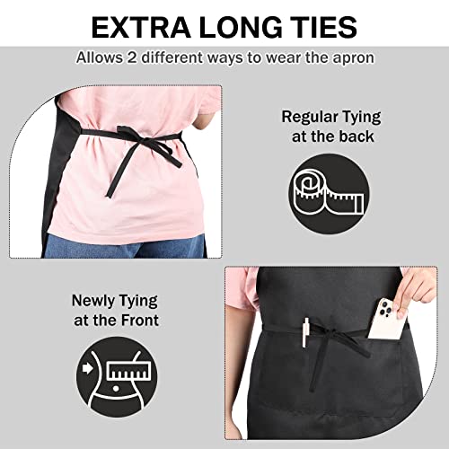 Jagely 24 Pack Adjustable Bib Apron With 2 Pockets Cooking Kitchen Aprons Black Chef Apron Water Oil Stain Resistant Bbq Work Apron For Women Men Drawing Crafting Outdoors Smock #TOP3