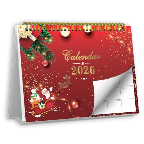 Small Desk Calendar 2026 - Standing 2026 Desk Calendar, Oct.2025 to Dec.2026, 8" x 6", Monthly Flip Desktop Calendar with To Do List, Your Personal Desk Planner with Pocket for Work Home Office