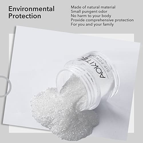 Dipping Powder Nails Set, Dipping Nagelpulver, Aokitec Mode Dip Pulver Nagel Dipping Puder French Nagelkunst Starter Maniküre für Salon DIY & Hause Nagelpuder Spiegelpulver-28g