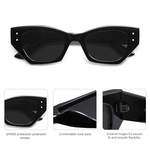 SOJOS Retro Trendy Polarized Sunglasses For Women Narrow Cat Eye Womens Shades SJ23464