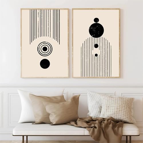 Art mural de salon phases de la lune, décoration murale moderne triptyque 50x75