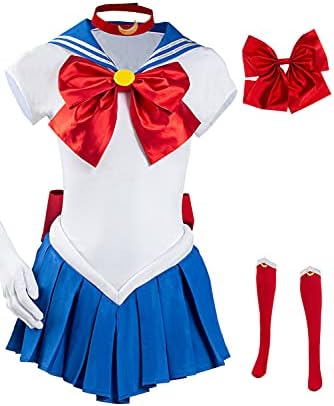 Wolancy Sailor Moon Cosplay Costume for Women Girls Usagi Tsukino Dress Outfit Halloween Skirt Suit Accessories Full Set
