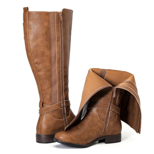 Image of Luoika Women's Extra Wide Calf Heeled Knee High Boots.