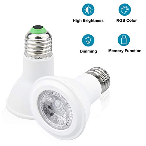 Bonlux 10W Led Par20 Rgb Dimmable Spotlight E26 Medium Base Color Changing Flood Light Bulb With Remote Control For Home Party Stage Holiday Decoration Lighting (Rgb + Warm White, 2-Pack) #TOP5
