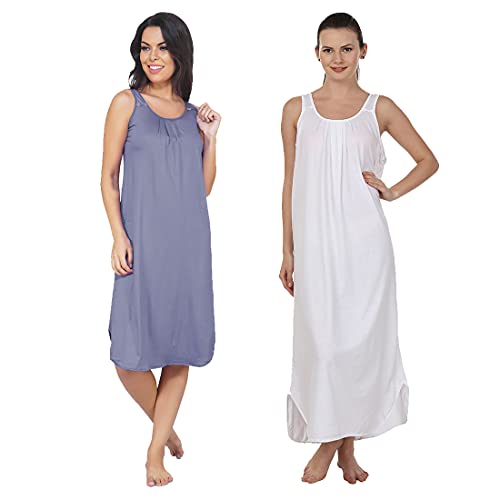 Image of BLAZON Women's Cotton Hosiery Solid Maxi Nighty Slip (Pack of 2) Available Sizes: S, M, L, XL, 2XL, 3XL, 4XL, 5XL