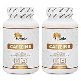Koffein 200 mg – Hochdosiert – 200 Tabletten – Schnelle & Praktische Einnahme – Beliebt für Wachheit, Aufmerksamkeit, Alltag, Arbeit & Sport – Ohne Zusätze – EU-Herstellung – Sowelo (2-Pack)