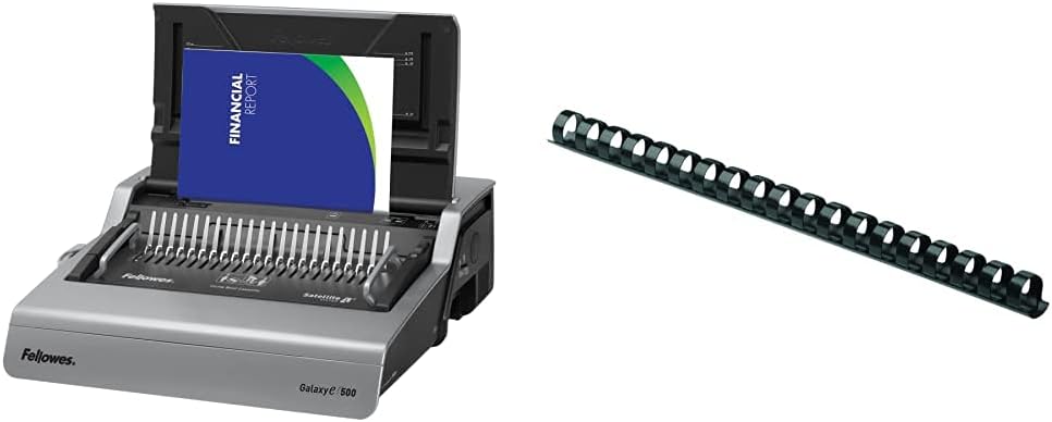 Fellowes Binding Machine Galaxy E Electric Comb Binding (5218301) and Fellowes Binding Combs Plastic Black 5/8 Inch 25 Pack (52324)