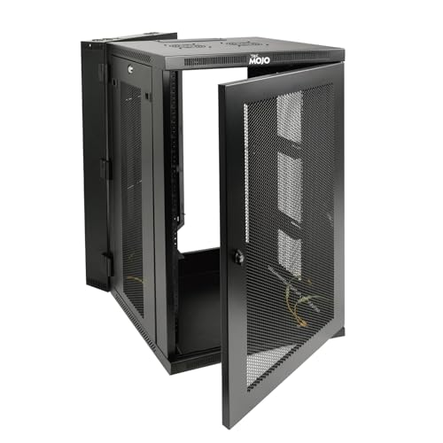 Tecmojo Fully Welded Server Cabinet, 18U Wall Mount Rack, 21.7inch Depth Network Rack, Mesh Door, Swing Out, Load Bearing 242lbs (110 kg), Network Cabinet for 19in Computer/AV/Data/IT Equipment