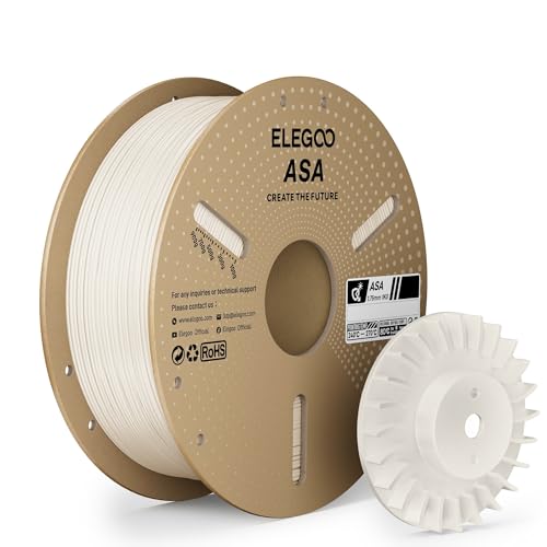 ELEGOO ASA Filament 1.75mm Warm White 1KG UV & Weather Resistant 3D Printer Filament for Outdoor Functional Parts High Impact Strength Engineering Grad 1kg Spool (2.2lbs) Fit for FDM Printers