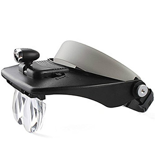 Image of KP2 Adjustable Loupe ABS Headband Magnifying Glass with 4 LEDs Light Lamp 1.2X 1.8X 2.5X 3.5X Lens (Black) (1)