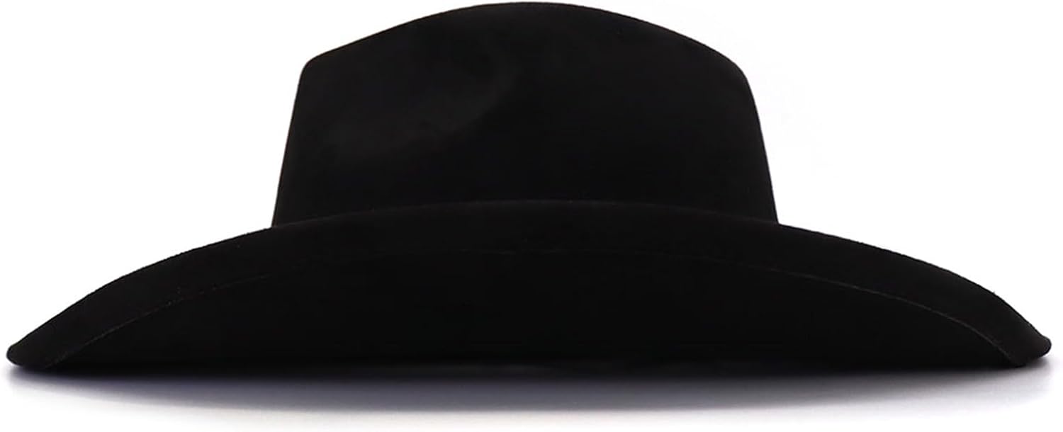 Western Cowboy Hat for Women Men Classic Fedora Hats Wide Brim Suede Cowboy Hat for Women with Buckle Belt