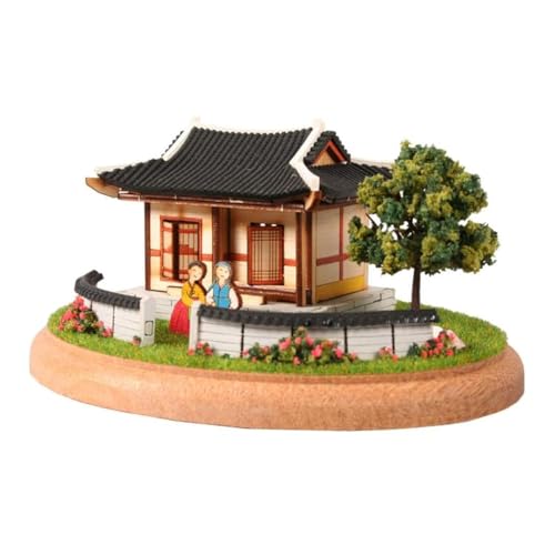 Maquette bois mini diorama maison traditionnelle asiatique à toit carrelé