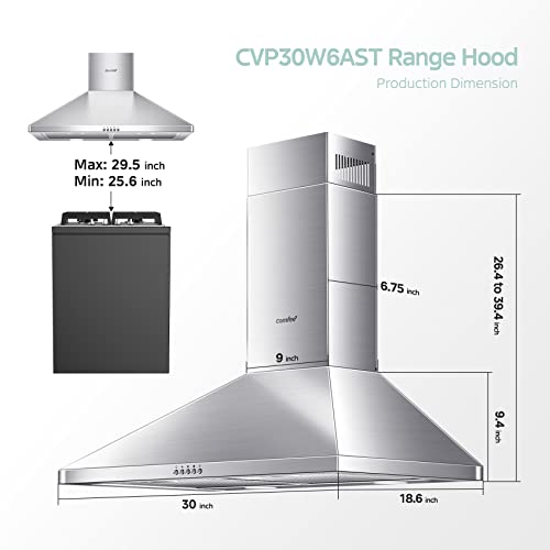 Comfee CVP30W6AST Ducted Pyramid Range 450 Cfm Stainless Steel Wall Mount Vent Hood thumb #7