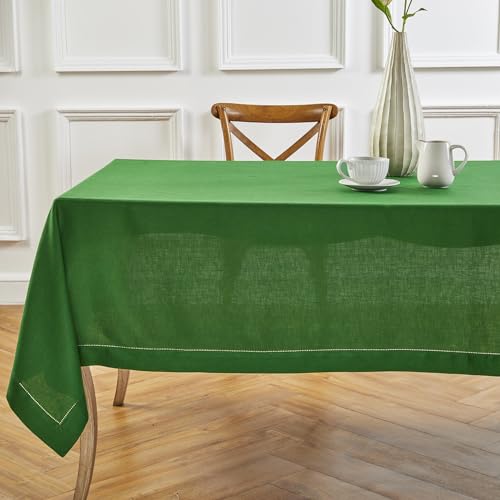 Solino Home Linen Tablecloth 52 x 52 Inch - 100% Pure Linen Garden Green Square Tablecloth - Classic Hemstitch, Machine Washable Table Throw by Solino Home - Used condition - Image 2