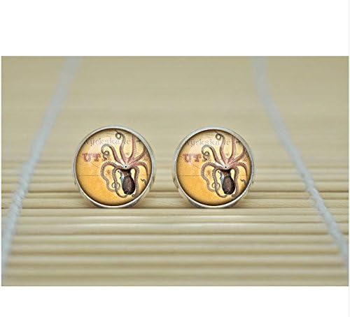 Octopus Earrings vintage style Sea life Earrings glass Cabochon Earrings