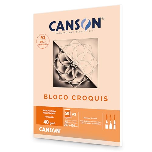 Bloco Croquis Manteiga A3 40g/m², Canson, 66667047, 50 Folhas