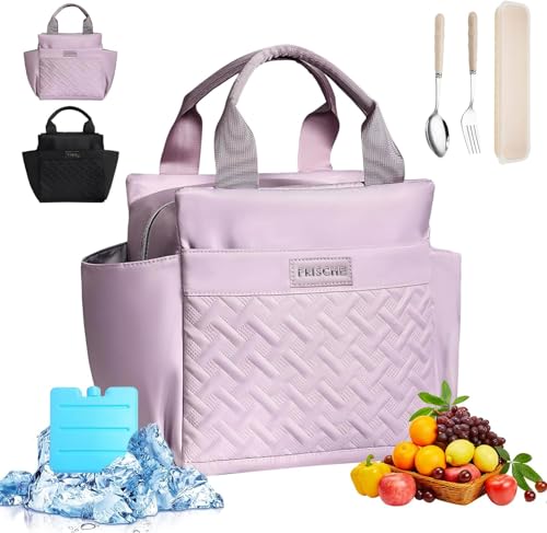 La Mejor Lista de Térmicos para Mujer para comprar online. 49 ZZBIFRJ Loncheras Termica para Mujer, Bolsa de Almuerzo de Gran Capacidad con Cristales Hielo y Cubiertos, Aislamiento Portátil Ideal para El Trabajo, Playa, Camping