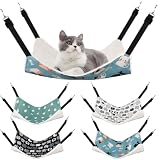 Ribbonlic 4 Pcs Cat Hammock for Cage Reversible Hanging Pet Bed, Classic, M