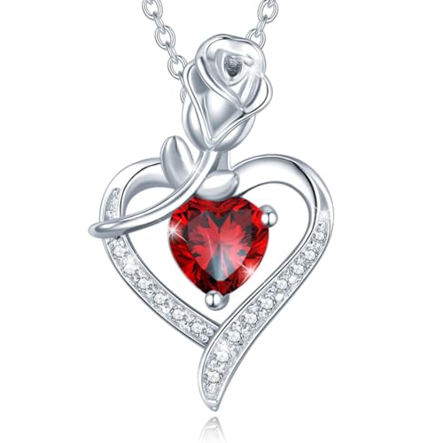 1 pezzo di collana da donna in argento con cuore, ciondolo da donna con cuore, collana con cuore rosa, regalo per la festa della mamma.