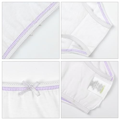 Buyless Fashion Girls Panties White Soft Cotton Briefs Underwear with Colored Trim 4 Pack2