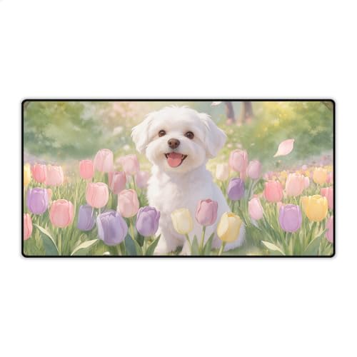 Tapete de escritorio grande Maltese diseño floral miniatura 1