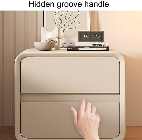 Modern Nightstand with 2 Solid Wood Drawers, Microfiber Leather Wrapped Bedside Table for Bedroom, Living Room, Dorm - Gray Blue, 50cm/20in
