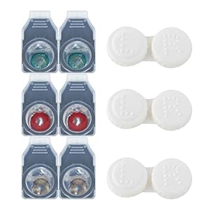CleanZol 6 Pieces Monthly Disposable Zero Power Color Contact Lenses (Gray -Red -Turquoise)