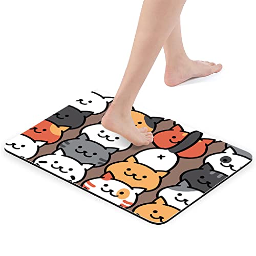YISUMEI Cute Cartoon Cat Bathroom Mat, Non-Slip Super Absorption Bath Carpet with Rubber Backing - Image 3