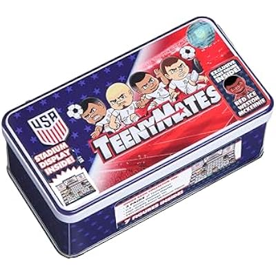 TeenyMates USA Men's Soccer Action Figures Gift Set, Licensed Collectors Tin and 3 TeenyMates Packs (6 Figures Total)