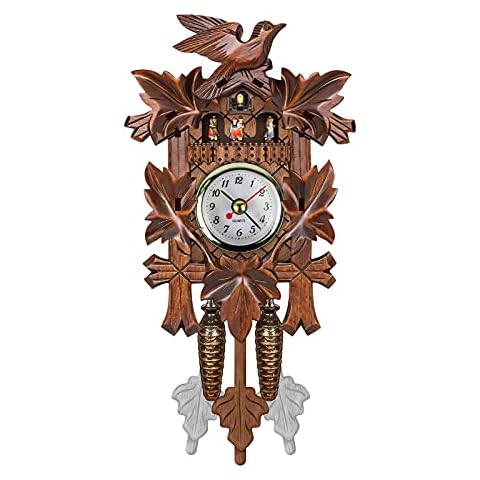 Tesya Kuckuck Wanduhr Vintage Glockenspiel Holz Baumhaus Uhr Wohnzimmer Uhr batteriebetriebenes Kuckucksuhr Kuckucksuhren Wanduhr Cover