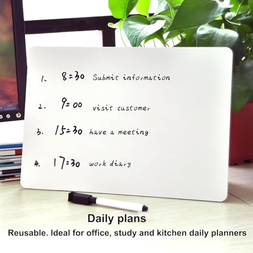 Hisredsun 16 Stück whiteboard klein, Mini Whiteboard a4, abwischbare tafel mit 16 Stiften und 16 Radiergummis, kleines whiteboard für Klassenzimmer, Zuhause und Büro