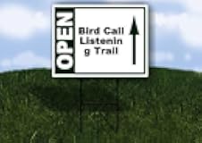 Bird Call Listening Trail Open Up Arrow Green 1 Single Sided 18x24 in Yard Road Sign w/stand