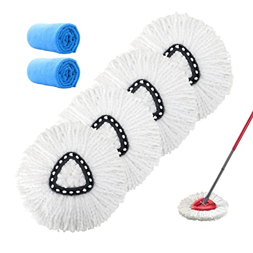 4 Pack Mop Replacement Heads Microfiber Spin Mop Refills Replace Head Safe For All Hard-Surfaced Floors Includes 2 Extra Cleaning Cloths #TOP25