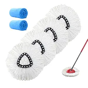 Replacement Mop Head Microfiber Spin Mop Refill Clean Pad Mop Head Refills Easy Cleaning Mop Head Replacement (4 Pack)