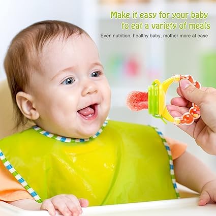 Episkey Teething Baby Fruit Feeder Pacifier Silicone Food Feeders for Babies Infants Toddlers Food Nibbler Soft Silicon Chewing Fruit Feeder Baby Veggie Teether | Hygenic & BPA Free | Pacifier for Infant 3+ Months (1pcsBUBBLET) 3