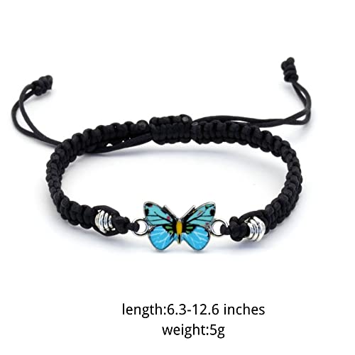Image of COLORFUL BLING Butterfly Charm Bracelets Adjustable Hand Woven String Bracelets BFF Gift for Women