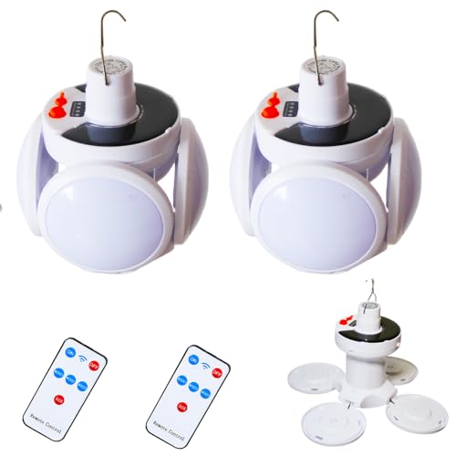Solar Foldable Lantern Camping Hanging Lights 4000mah Battery Rechargeable Tent Lamp with Remote Control 45 LED USB Portable Outdoor Waterproof Emergency Power Outage Hurricane 2 Pack