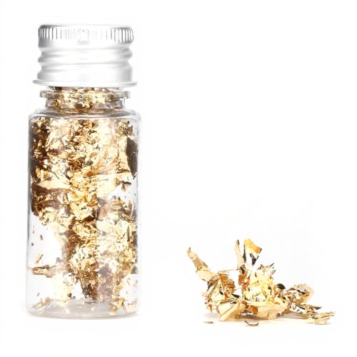 2 Bottles Gold Foil Flakes, Bottled Gold Foil Paper, 5 Gram Decoration Metallic Leaf Flakes for Gold Paper, Paintings, Crafts, Home Decoration