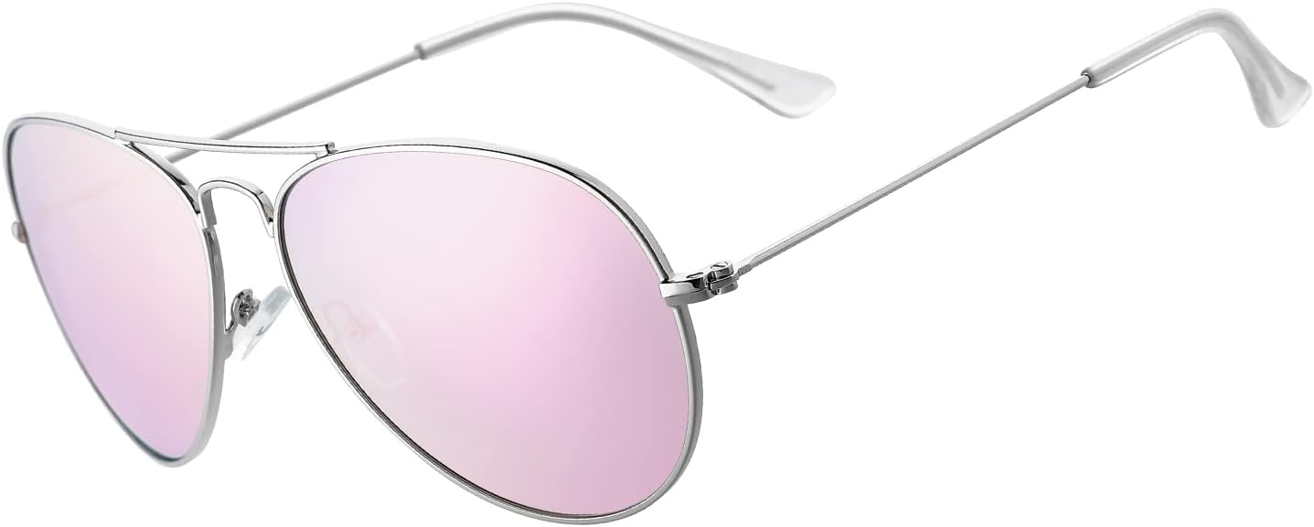 Retro Sunglasses Pilot for Women Polarized Mens Shades Stainless Steel Frame Classic Eyewear UV400 Protection with Case, 58MM