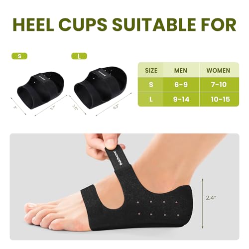 Image of Bukihome Plantar Fasciitis Gel Heel Protectors Heel Cups for Women Men Heels Spur Pain Relief - Heel Inserts Pads for Achilles Tendinitis Dry Cracked Heel Support Cushion,Men 9-14|Women 10-15