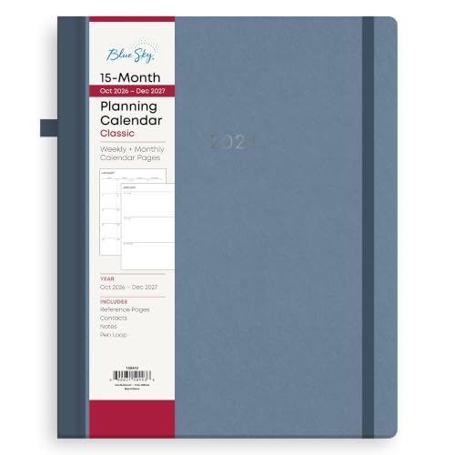 Blue Sky 2027 15-Month Weekly & Monthly Planner, 8"x10", Steel Blue